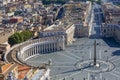 Aerial view on St.Peter`s Square from dome of Saint Peter`s Basilica. Few tourists due to the Covid-19 coronovirus pandemic, Royalty Free Stock Photo