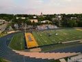 Aerial view of a stadium filled with people in Rock Island, the United States