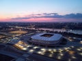 Aerial view of stadium Rostov Arena in the evening