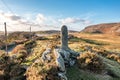 Aerial view of standing stone in Glencolumbkille in County Donegal, Republic of Irleand Royalty Free Stock Photo