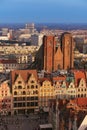 Aerial view of Stare Miasto with Market Square, Old Town Hall and St. Elizabeth`s Church from St. Mary Magdalene Church in Wrocla Royalty Free Stock Photo