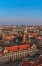 Aerial view of Stare Miasto with Market Square, Old Town Hall and St. Elizabeth`s Church from St. Mary Magdalene Church in Wrocla Royalty Free Stock Photo