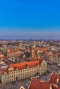 Aerial view of Stare Miasto with Market Square, Old Town Hall and St. Elizabeth`s Church from St. Mary Magdalene Church in Wrocla Royalty Free Stock Photo