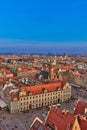 Aerial view of Stare Miasto with Market Square, Old Town Hall and St. Elizabeth`s Church from St. Mary Magdalene Church in Wrocla Royalty Free Stock Photo