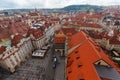 Aerial view of Staromestske Namesti Old Town with the historical buildings of Prague, Czech Republic Royalty Free Stock Photo