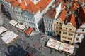 Aerial view of Staromestske Namesti Old Town with the historical buildings of Prague, Czech Republic Royalty Free Stock Photo