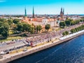 Aerial view of the start of the international Lattelecom marathon in Riga, Latvia