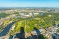 Aerial view of State theatre and sport stadium at Melbourne, Australia