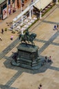 aerial view of the statue of ben jelacic situated on the main square in the croatian capital zagreb...IMAGE