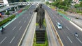Aerial View of The statue of General Sudirman Patung Jenderal Sudirman on Sudirman road. JAKARTA - Indonesia. May 16, 2021