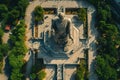 Aerial View of Statue in Park, An aerial view of a monumental statue, AI Generated