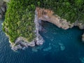 Aerial view of a steep cliff, unspoiled nature of the Montenegro coast