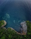 Aerial view of a steep cliff, unspoiled nature of the Montenegro coast