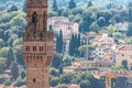 Aerial view of the steeple of Palazzo Vecchio in Florence Royalty Free Stock Photo