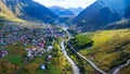 Aerial view of Stepantsminda Kazbegi Royalty Free Stock Photo