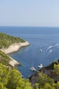 Aerial view on Stiniva Beach, Adriatic Sea bay, Vis, Vis Island, Croatia Royalty Free Stock Photo