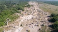 Aerial view of Stone Forest near Varna, Bulgaria, Pobiti kamani, rock phenomenon