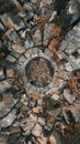 Aerial view of a stone quarry with circular patterns Royalty Free Stock Photo