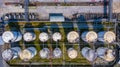 Aerial view storage tank and tanker truck in industrial plant, Chemical Industry Royalty Free Stock Photo