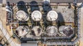 Aerial view storage tank and tanker truck in industrial plant, Chemical Industry Royalty Free Stock Photo