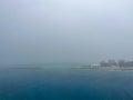 An aerial view of a storm over Coco Cay a Royal Caribbean Cruise Lines private island in the Bahamas Royalty Free Stock Photo