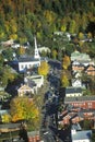 Aerial view of Stowe, VT in Autumn on Scenic Route 100