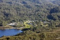 Aerial view of Strathgordon town in Tasmania Royalty Free Stock Photo