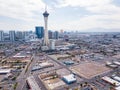 Aerial view of Stratosphere Tower in the northern end of Las Vegas, Nevada, USA Royalty Free Stock Photo