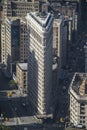 Aerial view of the streets of New York City including the Flatiron building Royalty Free Stock Photo