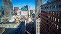 Aerial view through streets of Soldiers and Sailors Monument in downtown Indianapolis, Indiana Royalty Free Stock Photo