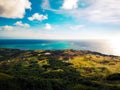 Aerial view of a stunning beach sunset in Guam, featuring sparkling ocean waters Royalty Free Stock Photo