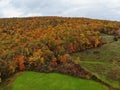 The aerial view of the stunning fall foliage near Upstate New York, U.S