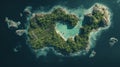 Aerial View Of A Stunning Heart-shaped Island On Water