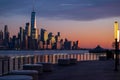 Aerial view of the stunning New York City skyline at sunset Royalty Free Stock Photo