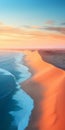 Aerial View Of Stunning Sand Dunes At Sunset