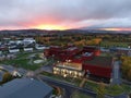 Aerial view of a stunning sky above a campus Royalty Free Stock Photo
