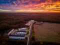 Aerial view of a stunning sunrise over the cityscape of West Berlin, New Jersey