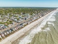 Aerial view of stunning view of beachfront condos situated along an oceanfront in Surfside Beach Royalty Free Stock Photo