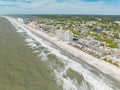 Aerial view of stunning view of beachfront condos situated along an oceanfront in Surfside Beach Royalty Free Stock Photo