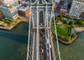 Aerial view style New York City beautiful with Manhattan bridge Royalty Free Stock Photo