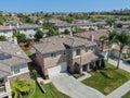 Aerial view suburban neighborhood with big villas