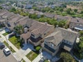 Aerial view suburban neighborhood with big villas