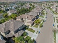 Aerial view suburban neighborhood with big villas