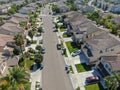 Aerial view suburban neighborhood with big villas