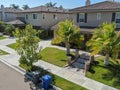 Aerial view suburban neighborhood with big villas