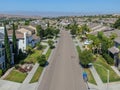 Aerial view suburban neighborhood with big villas