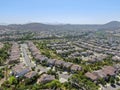 Aerial view suburban neighborhood with big villas Royalty Free Stock Photo