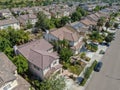 Aerial view suburban neighborhood with big villas