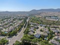 Aerial view suburban neighborhood with big villas Royalty Free Stock Photo