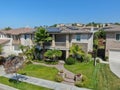 Aerial view suburban neighborhood with big villas Royalty Free Stock Photo